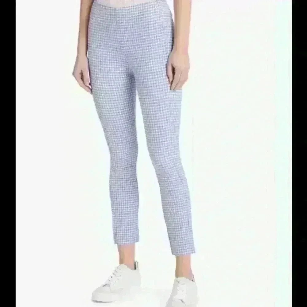 Rag And Bone Blue Gingham High Waist Elastic Pants Leggings, Comfortable  Sz 2